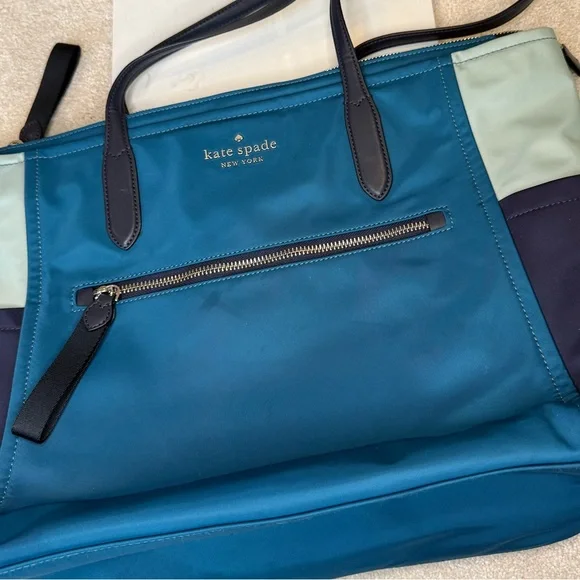 Kate Spade Blue Chelsea Color-block Nylon Large Tote Bag - Picture 2 of 11